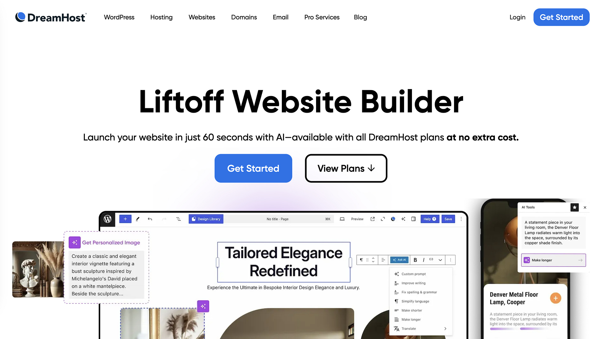 The DreamHost WordPress website builder.