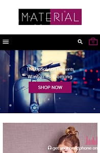 Material theme mobile design for Shopify