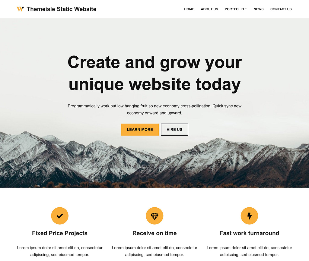 Finished WordPress website