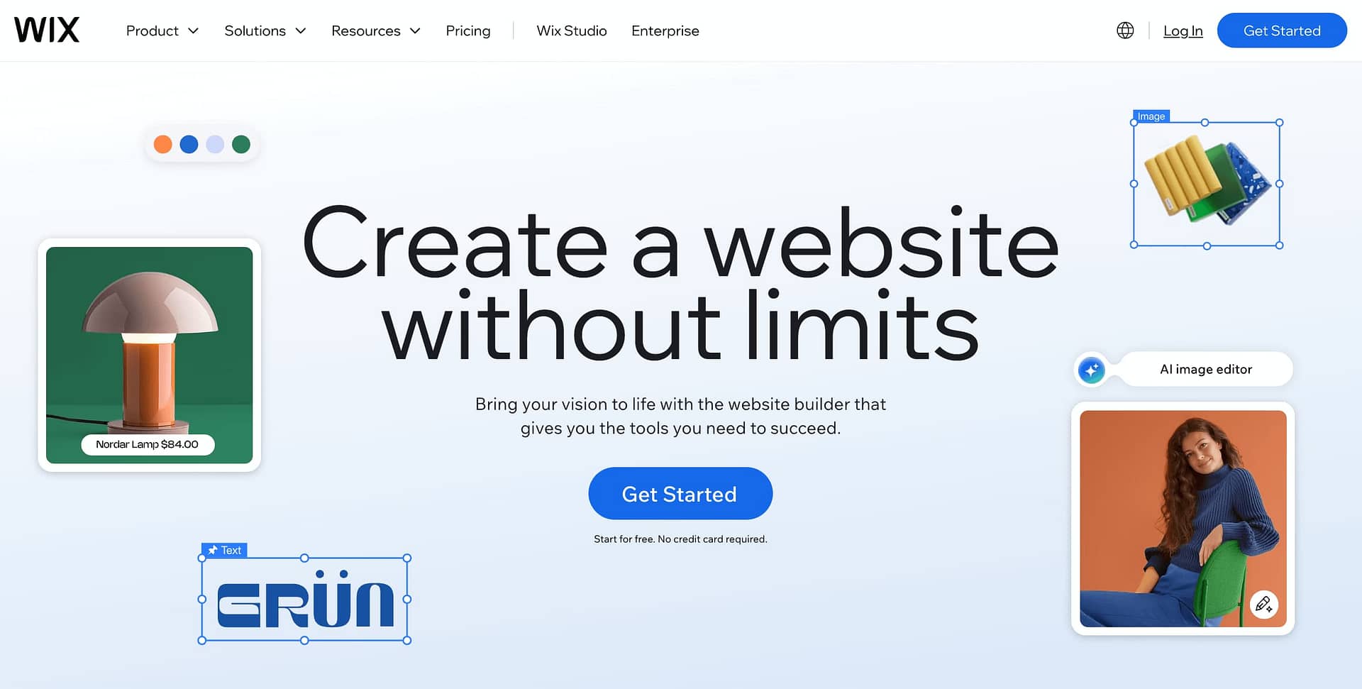 The front page of Wix, a popular option for how to create a website free of cost.