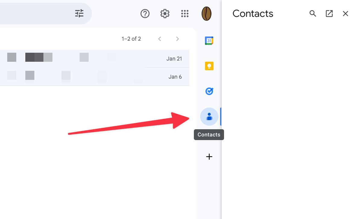 contacts from sidebar