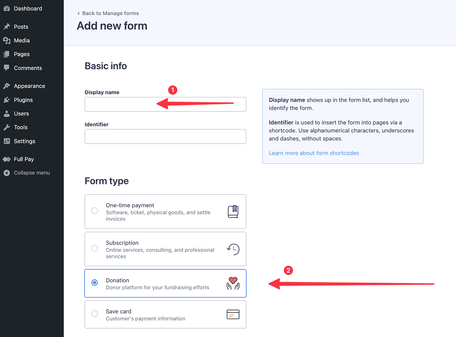 create donation form