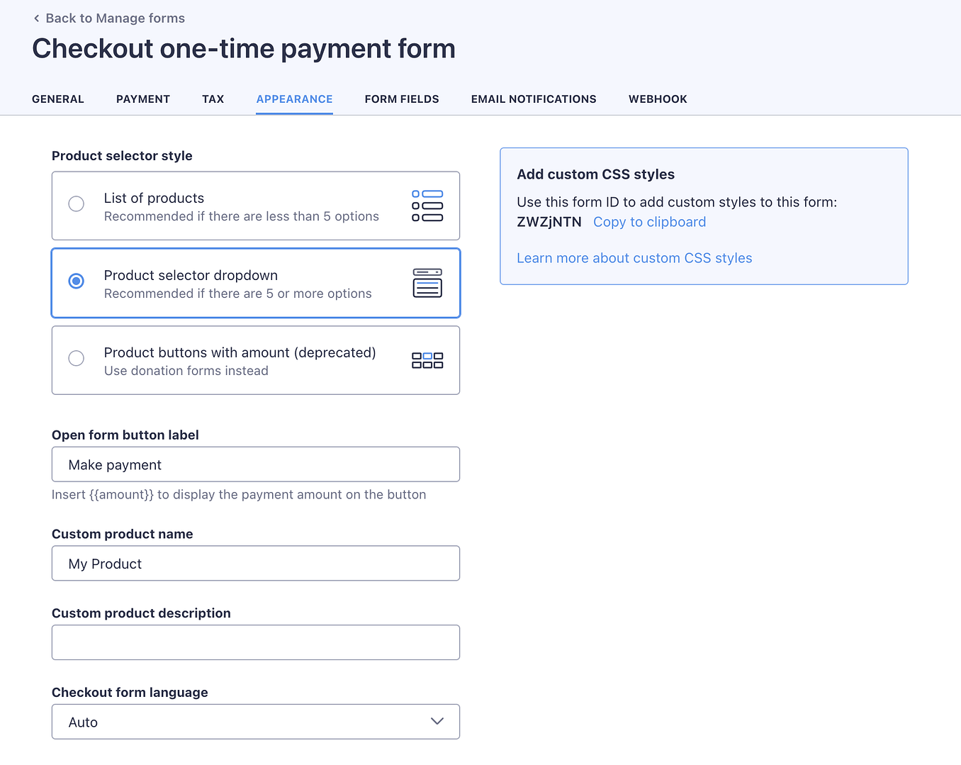 Customizing the appearance of your payment form.