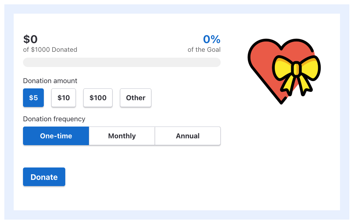 example donation form in WordPress