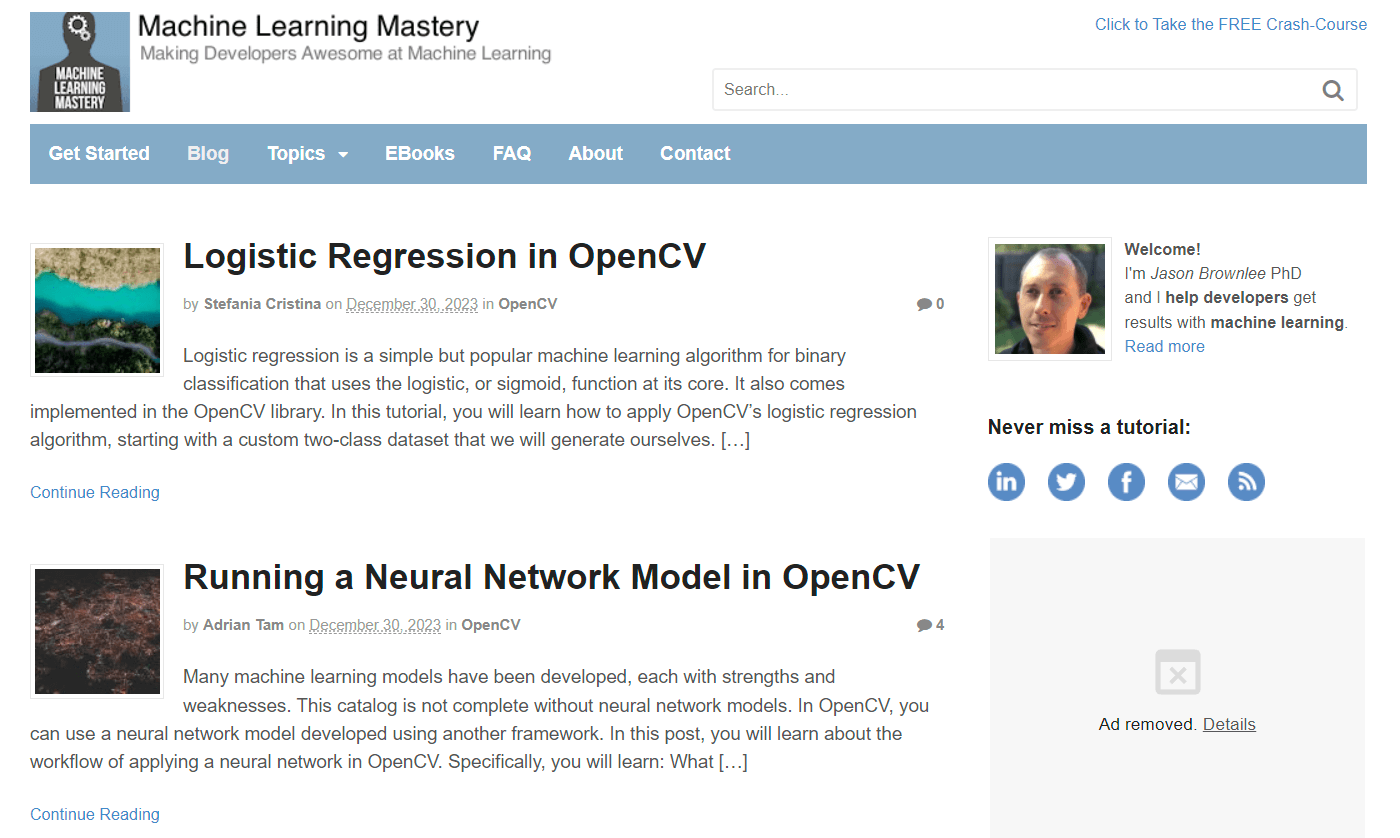 The Machine Learning Mastery AI blog.