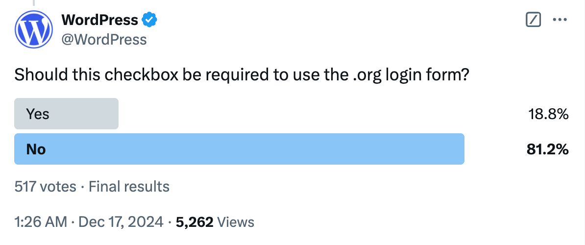 WordPress poll on the checkbox