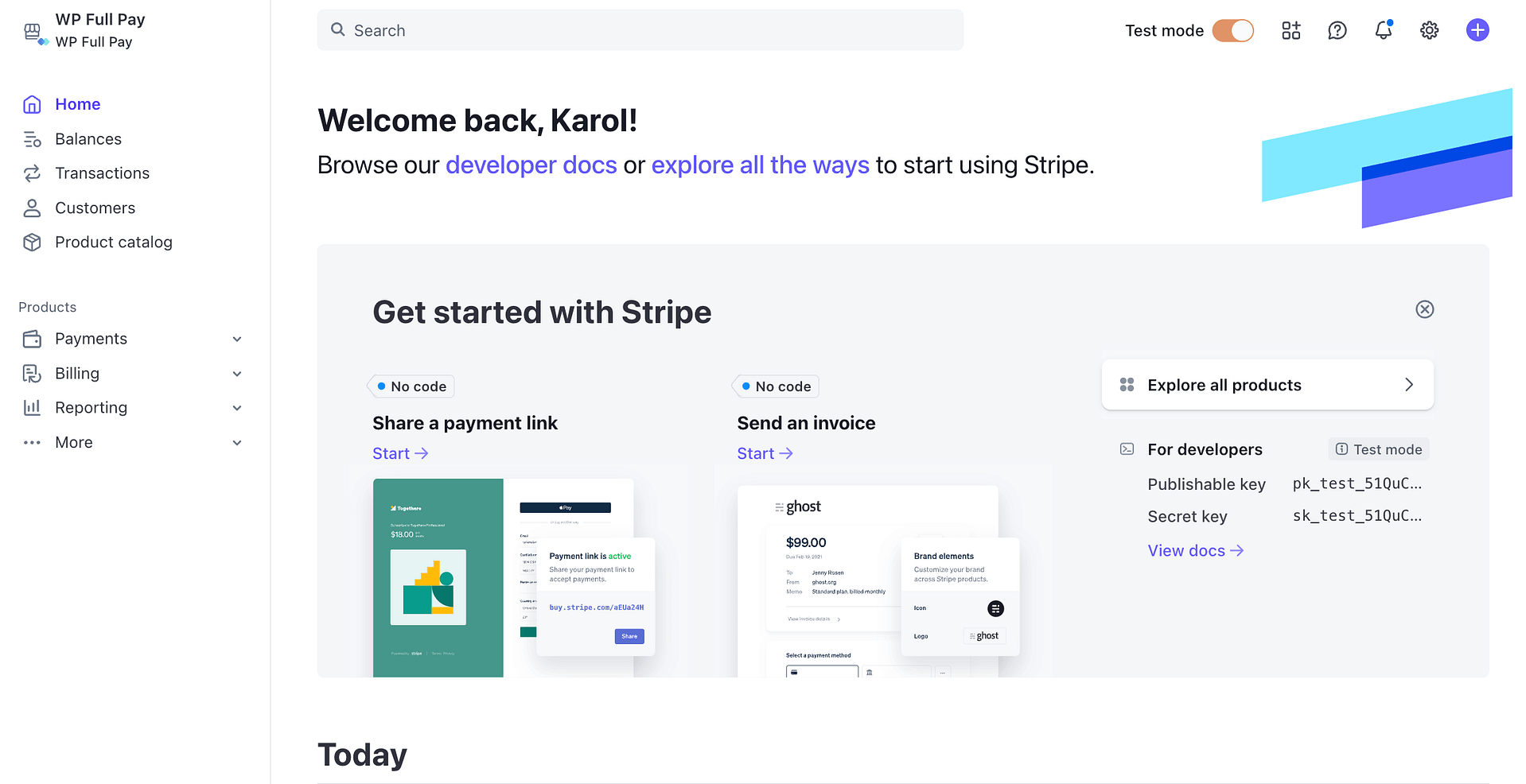 stripe dashboard