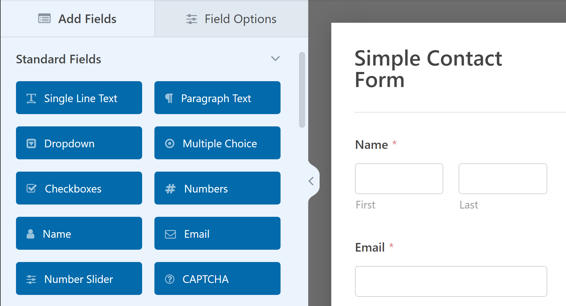 The WPForms form editor.