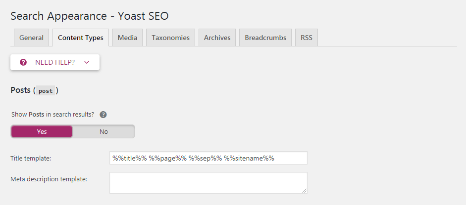 The Yoast SEO advanced sitemap settings.